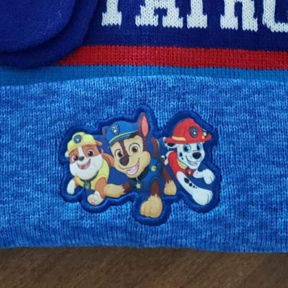 NWT Nickelodeon Paw Patrol Embroidered Dog Pom Pom Top Hat Mittens - Picture 2 of 4